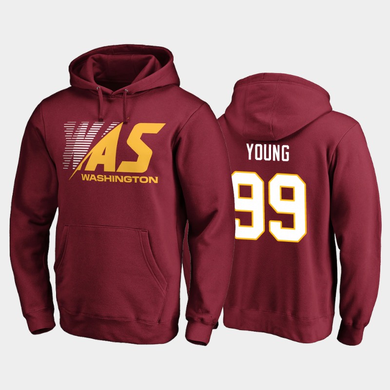 Men's Washington Football Team #99 Chase Young 2020 Burgundy Stealth Scanner Pullover Hoodie